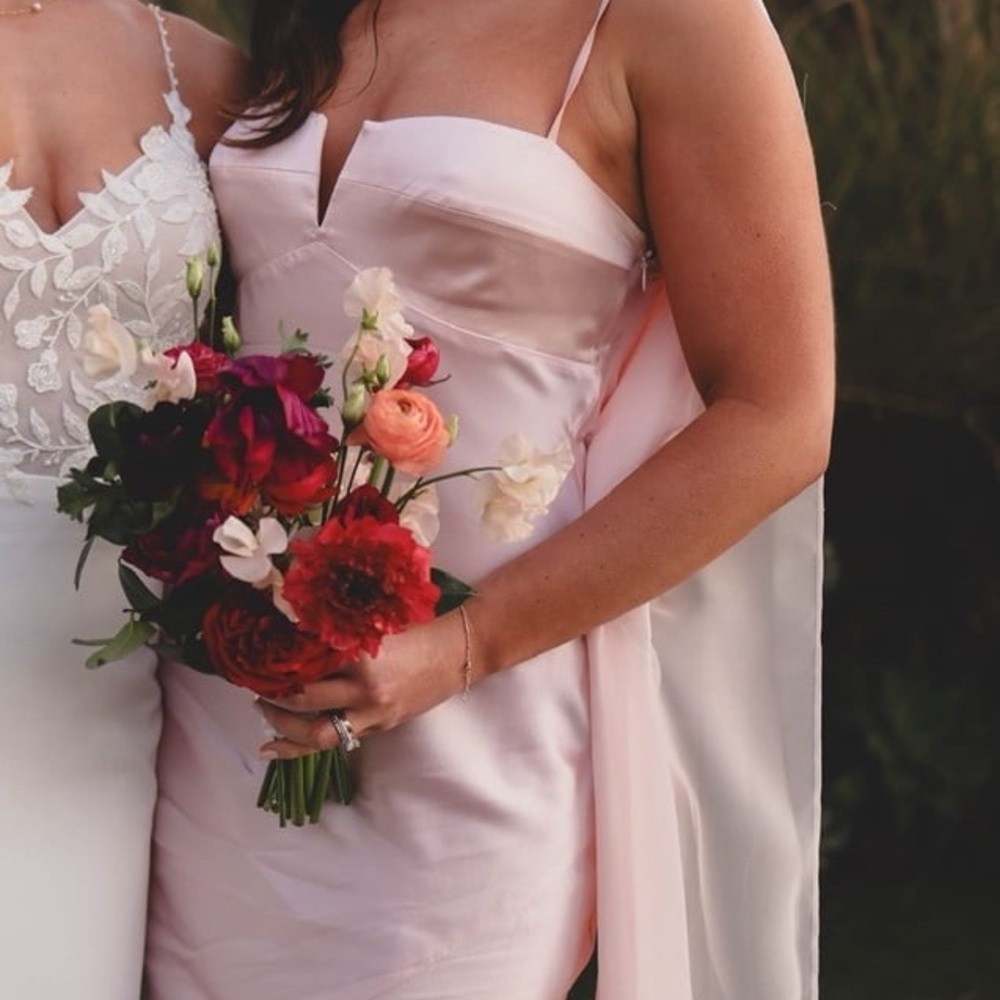 Reformation Light Pink Brie Silk Dress